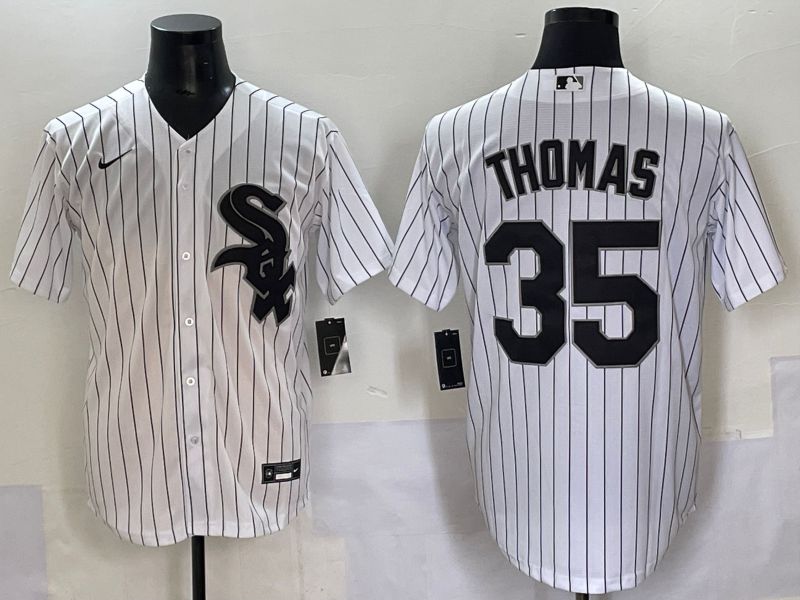 Men 2025 Chicago White Sox #35 Thomas White Stripe Game Nike MLB Jersey style 1